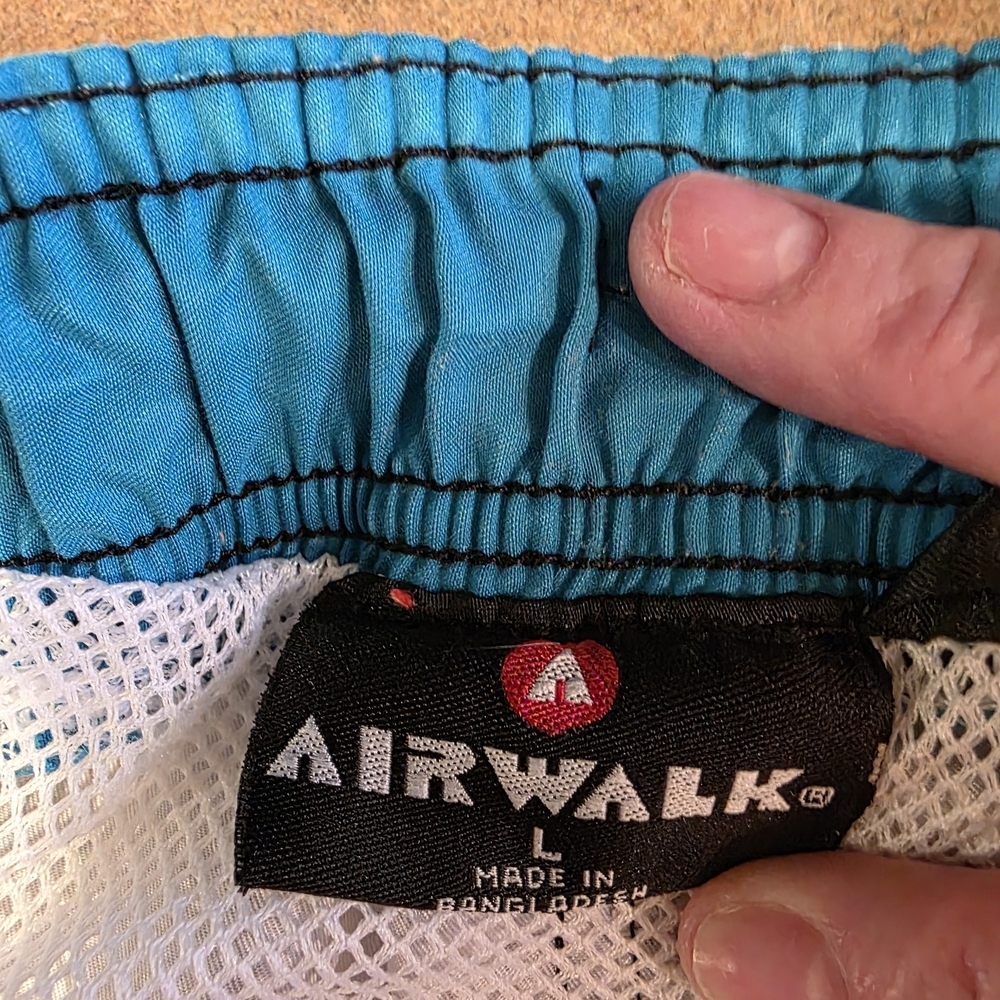 Airwalk Blue and White Plaid Swim Board Shorts - Picture 2 of 5
